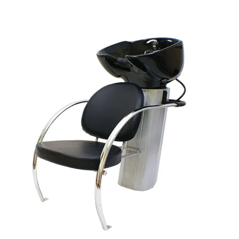 Shampoo Unit Zen, Black 013 Ceramic Basin & Chair, Black