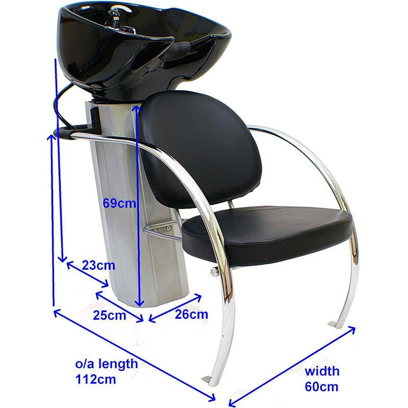 Shampoo Unit Zen, Black 013 Ceramic Basin & Chair, Black